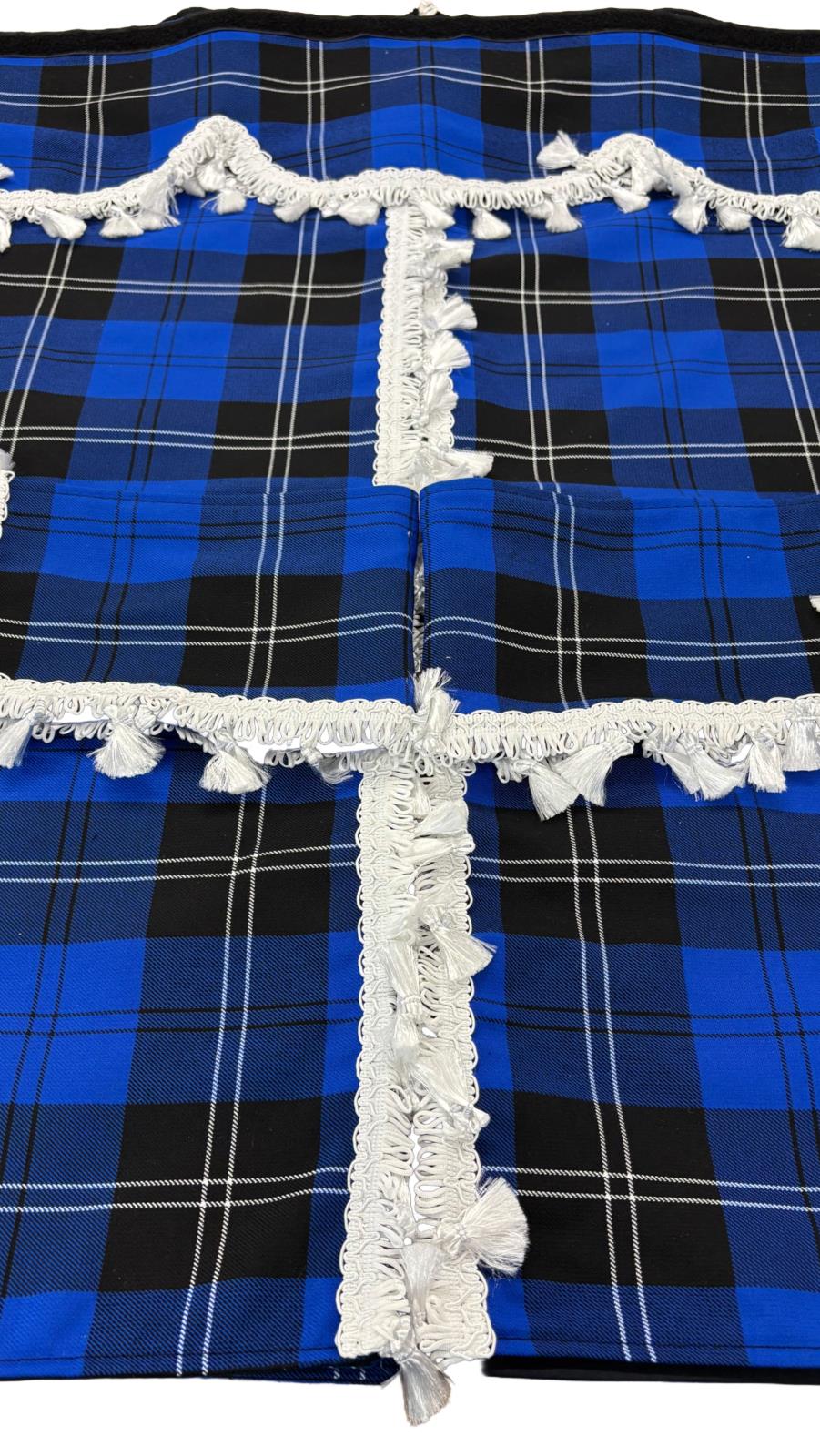 Set of Ramsay New Blue tartan show van curtains Whiterig Truck Curtains